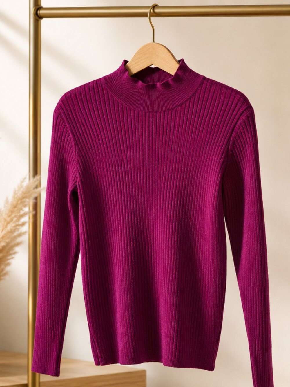 Draper James Plum Shimmer Ribbed Mock Neck Sweater NWT Large Metallic Knit